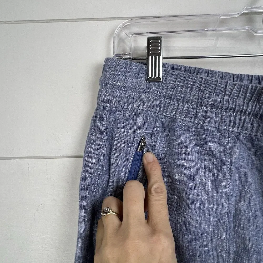 Athleta 2023 Retreat 100%‎ Linen Jogger Pants Women 8 Blue